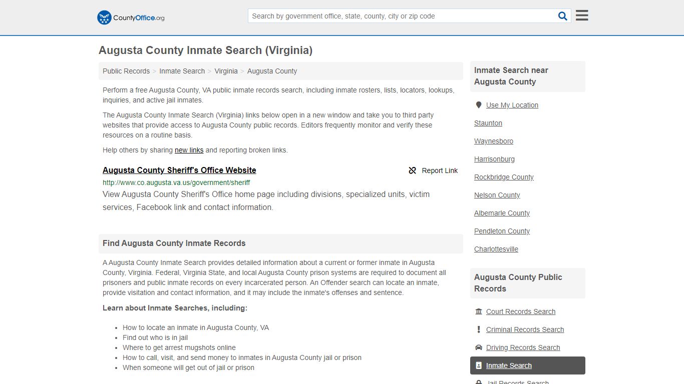 Inmate Search - Augusta County, VA (Inmate Rosters & Locators)